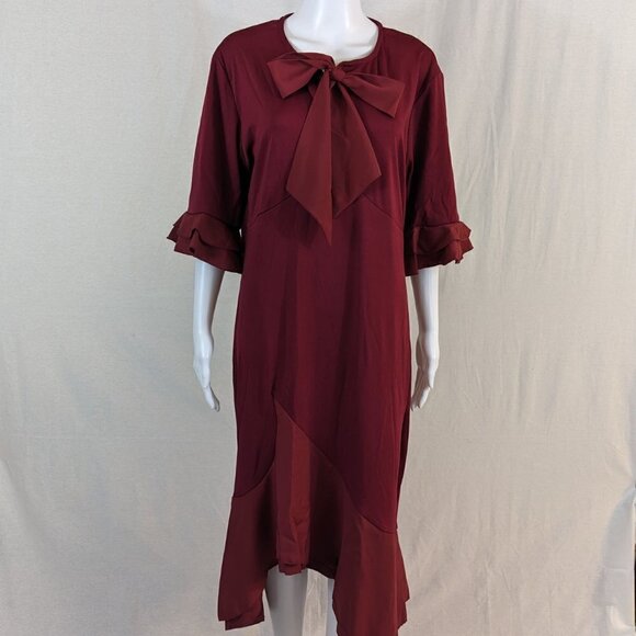 YACUN Women Bodycon Dress Cocktail Work Half Sleeve Bow Tie Party Dress - Picture 3 of 5